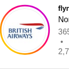挪威航空 IG 頭像已換成 British Airways logo